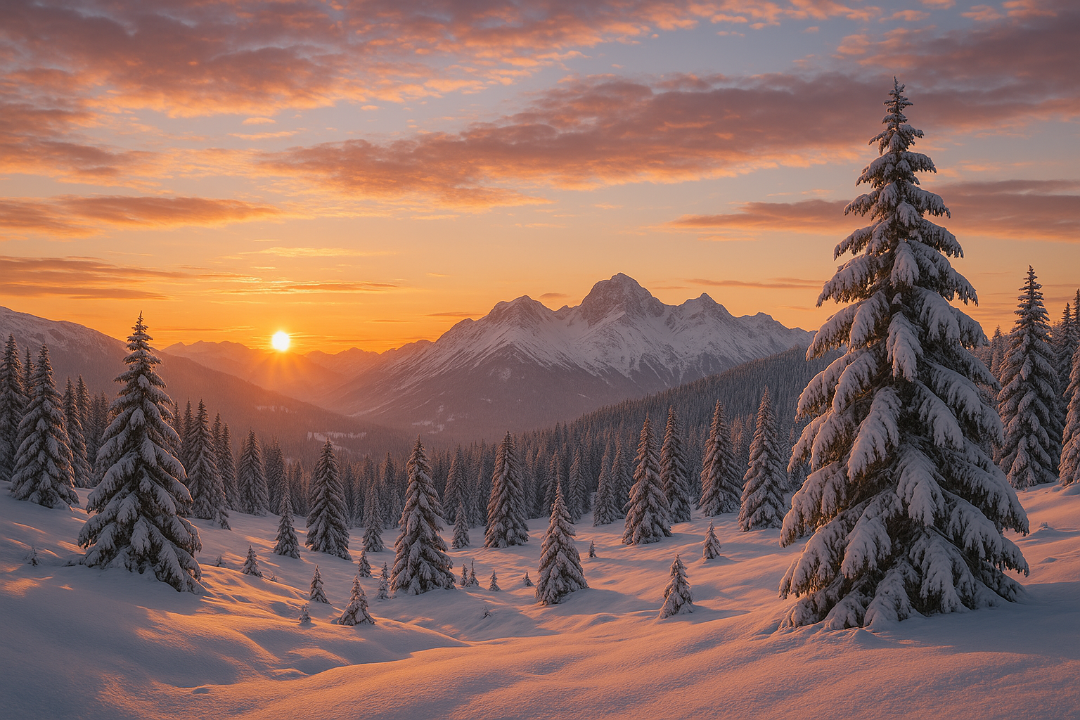 Снежен планински пейзаж